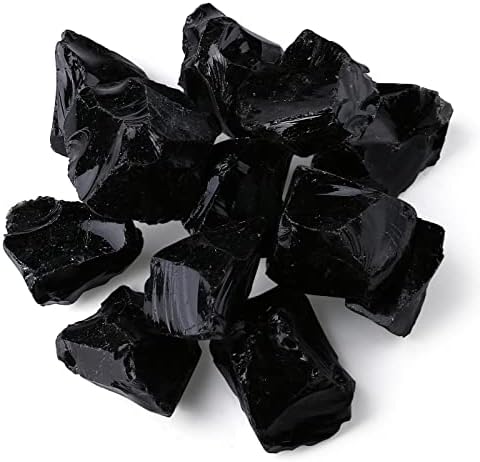 LAIDANLA Obsidiana Black Obsidiana Naturais Pedras ásperas Cristal Grandes cristais crus a granel de 1,5-2 pol.