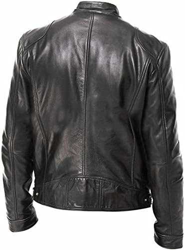 Jaqueta de couro falsa de couro de homens da jaqueta de motocicletas vintage de roupas de moto de suporte retro colar de couro puil