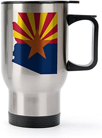 Mapa de bandeira da malha do Arizona 14 oz de caneca de caneca de café aço inoxidável