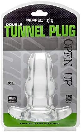 Marca PerfectFit Plug de túnel duplo, plugue de bunda oca, PfBlend, TPR/Silicone, Uso para treinamento anal, claro, X-Large