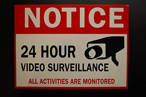 Sinal de vigilância por vídeo - adesivo decalque de adesivo 8 x 6 Decalque de vinil de 4 mil - uso interno e externo - UV protegido e impermeável