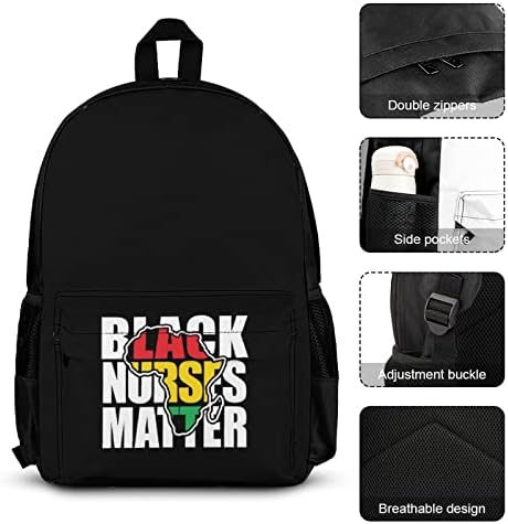 Black Nurses Matter Backpacks Conjuntos para viagens escolares Daypack Prints Bookbag com lancheira e caixa de lápis para homens