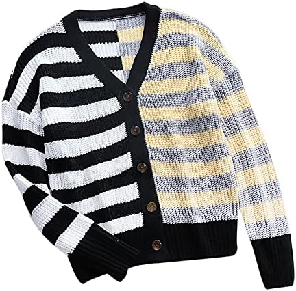 Cardigã frontal aberto feminino Casual Casual Block Block Cable malha suéter solto de manga longa confortável roupas de manga longa