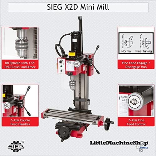 Littlemachineshop.com SIEG Mini Mill x2d - 350 watts A velocidade variável incluem R8 Spindle Taper