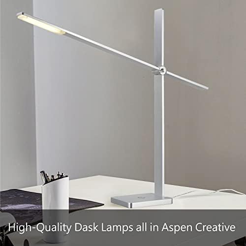 Aspen Creative 40261-09-1, Corpo de cerâmica preta de lâmpada de mesa de 25 h com base de níquel, tamanho: 13 L x 13