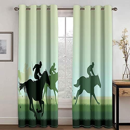 Cortinas daesar para sala de estar 2 painéis Conjunto, cortinas de quarto Blackout Horse Jamining Window Curtains