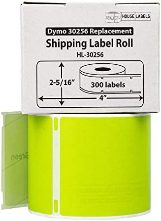 Houselabels Compatível Dimo ​​30256 Etiquetas de remessa verdes compatíveis com rollo, impressoras DYMO LW, 6 rolos / 300 rótulos por rolo