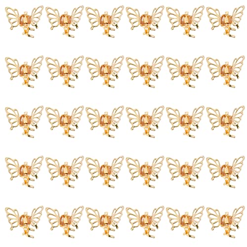 WECOE 30 PCS Pequenos clipes de cabelos de borboleta meninas meninas mini clipes de garra rosa ouro prata rosa clipes de cabelo