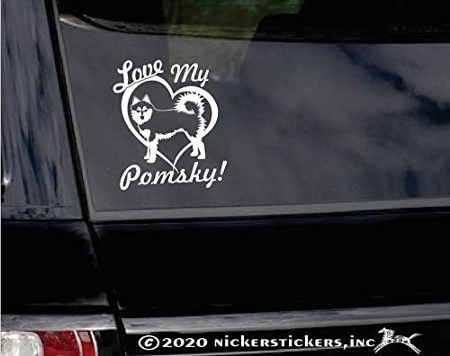 Amo meu Pomsky | Nickerstickers® Husky Pomeranian Mix Mix Dog Window Decalper
