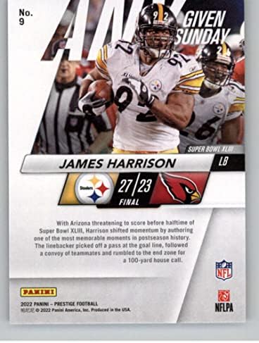 2022 Panini Prestige qualquer domingo #9 James Harrison Pittsburgh Steelers NFL Football Trading Card
