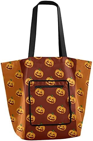 Bolsa de mercearia reutilizável de ombro dobrável bolsa para colégio pesado bolsa de bolsa de abóbora assustadora Happy Halloween