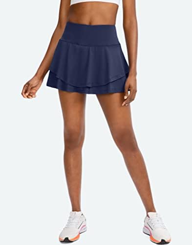 Saia de tênis plissada para mulheres com shorts 4 bolsos de alta cintura de cintura feminina que corre as saias atléticas de golfe atlético para mulheres