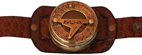 Sundial Compass Wrist Band para Ferramenta de Navegação Banda de couro real/pulso Relógio de relógio de sol para caminhada,