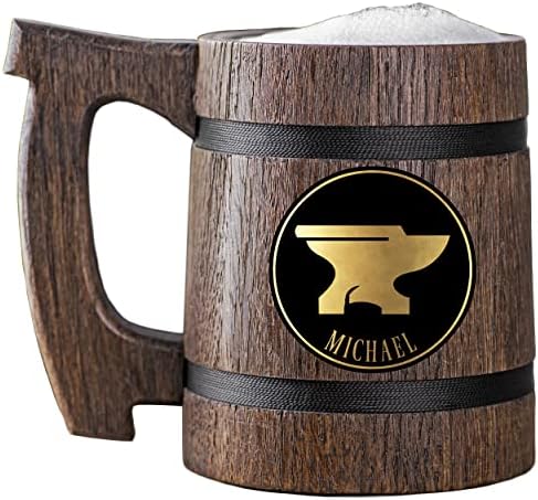 FFXIV Blacksmith caneca tanque de madeira. Presente para jogadores. Beer Stein. Caneca de cerveja de madeira personalizada. Presente personalizado para ele, presente para marido, presentes para homens # 563 / 0.6L / 22oz