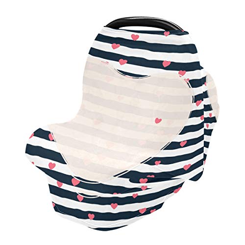 Valentine Heart Baby Car Seat Covers - Unisex Baby Car Seat Cover High Chair Shopping Cart, Multipuse Carseat Canopy, para menino e menina