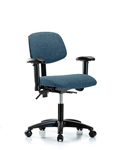 Labtech Seating Lt41500 Fabric Desk Cadeira de altura Base de nylon, inclinação, braços, rodízios, cinza