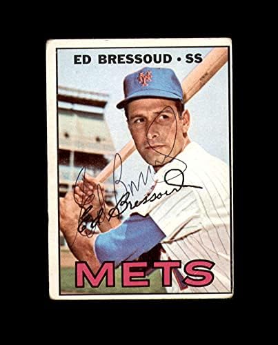 Ed Bressoud Hand assinado em 1967 Topps New York Mets Autograph