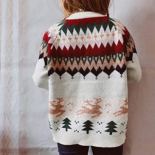 Suéteres grandes femininos pescoço redondo casual manga comprida suéter impresso no inverno superior