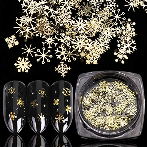 1 Box Hollow Out Gold Unhas Glitter Liginas de neve Decorações de design misto para acessórios de unhas de unhas de unhas LA889-1
