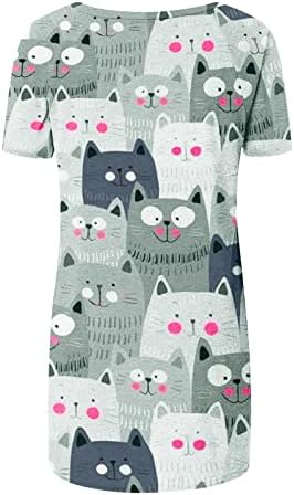 Grandes mulheres camisetas texturas femininas Cat Tops casuais v pesco