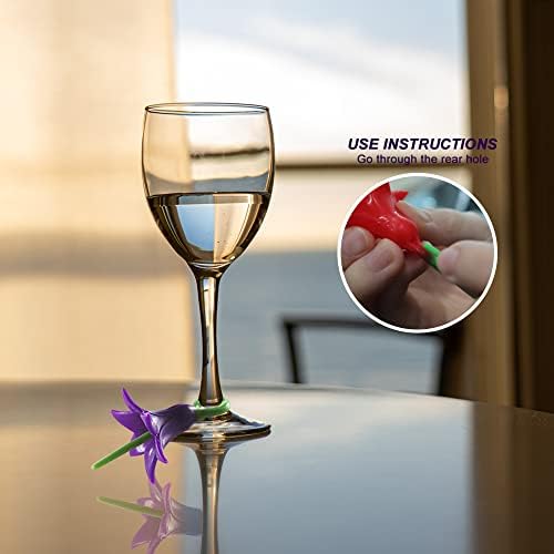 Modixun 18pcs Floral e Butterfly Silicone Wine Glass Drink Markers, Wine Glass Charms With Cup Cup, Wine Charms Tags Identificador de vidro de vinho, estilo A