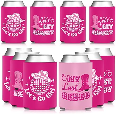 Karaqy Cowgirl Bachelorette Party Bride Vibes CAN mais refrigerada - 12 PCs Manga de bebida, Bachelorette Koozies para chuveiro