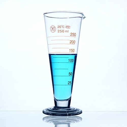 Copo de medição de laboratório profissional graduado com bico de 100 ml de vidro largo de vidro cônico copo dispensador de líquido espessado borossilicato resistente ao calor