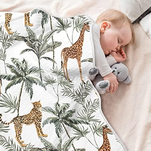 Kigai Tropical Retro Giraffe Baby Blanket Para meninos meninas, enfermagem reversível e suave recebendo cobertor de carrinho de bebê