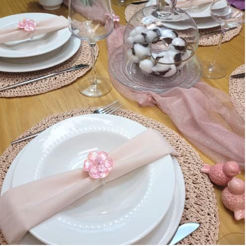 Maison Charlô | Conjunto de 4 anéis de guardanapo de flores delicados | Titulares de anel de guardanapo para decoração formal/casual da mesa de jantar