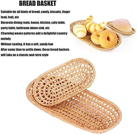 Kaufpart 2pcs Cestas de pão de vime artesanal para servir e armazenamento perfeito para pão, doce, biscoitos lindamente tecidos