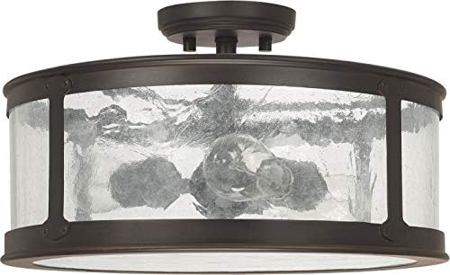 Iluminação de capital 9567OB Dylan Antique Glass Outdoor Semi Flush Teto Felture, 3-Light 300 Watts, 10 h x 16 W, bronze velho