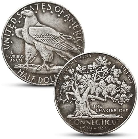 1935 Medalha de meio dólar de Connecticut, 50 centavos, moeda mágica de moedas estranhas de moedas antigas embarcações