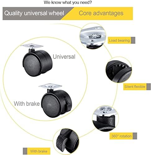 Casters Buraustoelwielen, universele Wielen, 360 ° Rotatie, Meubelwielen, Slijtvast, Vervangende Wielen, acreditando