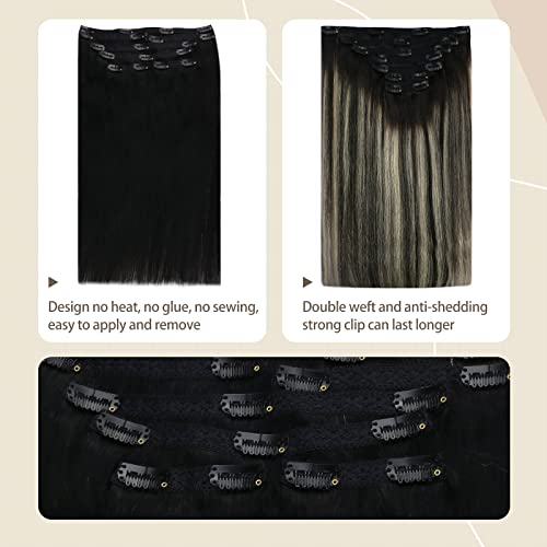 Clipe fshine em extensões de cabelo extensões de cabelo humano pacote de jato preto com balayage fora do clipe de