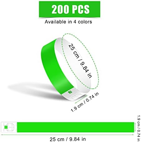 Pulseiras de néon de 200pcs, pulseiras de pulseiras de pulseiras de papel à prova d'água, bandas de punho colorido bandas