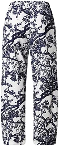 Ethkia rastreia calça de moletom para mulheres calças de cintura alta de bolso impressão elástica confortável esportes solteiros calça macia