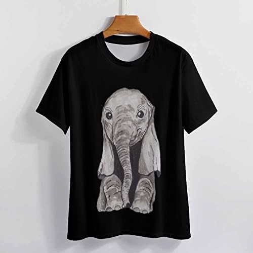 Camisetas de elefante bebê para mulheres de pescoço redondo de manga curta camiseta de camisa gráfica de verão