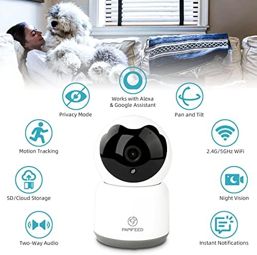 Câmera de segurança para animais de estimação Papifeed e um alimentador automático de gatos 3.5L com controle de aplicativos