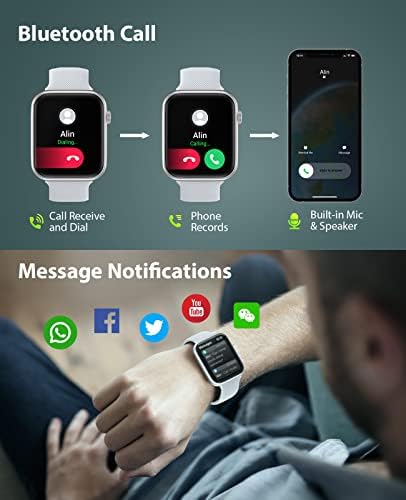 Smart Watch For Men Mulher Android iPhone, rastreadores de atividades e smartwatches com chamada Bluetooth, 1,85 HD Touch Screen