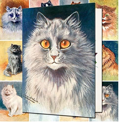 Retratos de gatos pixiluv ~ 12 grandes cartões de felicitações ~ cartões postais vintage e ilustrações de revistas de Louis