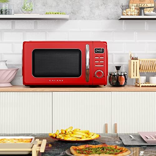 Galanz Glcmkz11rdr10 Retro Banchetop forno de microondas com cozinheiro e reaquecimento automático, descongelamento,