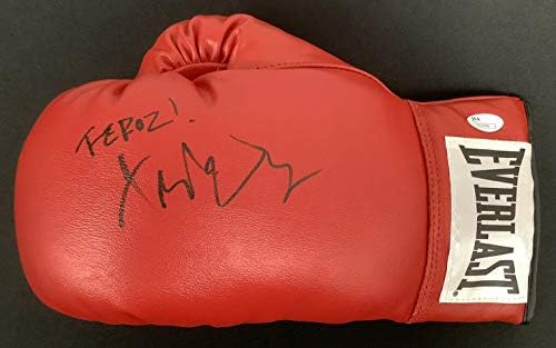 Fernando Vargas assinou luvas de boxe Everlast Autograph Feroz Inscription JSA - luvas de boxe autografadas