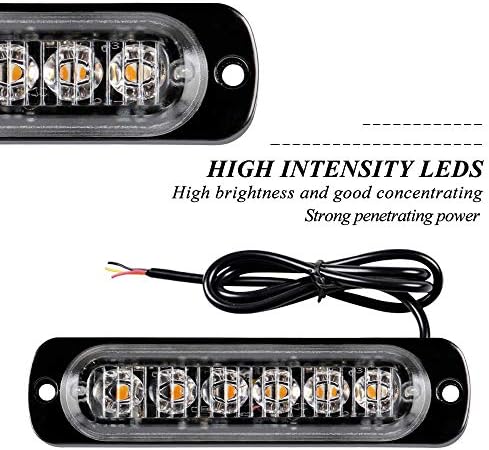 TEGUANGMEI 4PCS ULTRA FINO 6LED LUZES DE EMERGÊNCIA STROBELHO DE EMERGÊNCIA MONTAGEM DE SUPERFÍCIE UNIVERSAL 12-24V AVISO DE EMERGÊNCIA BEACOL FLASH CUIDADO BAR