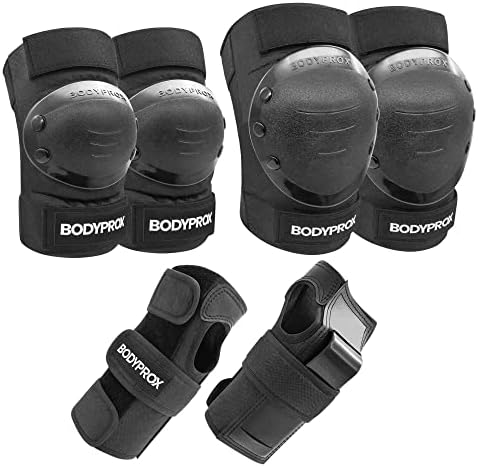 BodyProx Knee Pads Pads de cotovelo guardas de pulso definidos para patinar em linha, skate, roller derby, passeio BMX e rollading.