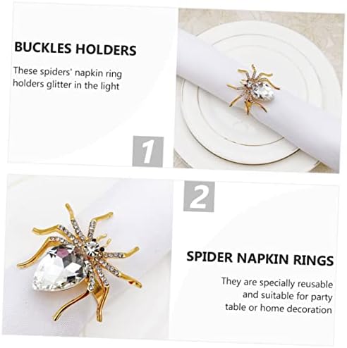Upkoch 24 pcs aranha guardanagueira adorno para mesa de shinestone anel de metal suportes de toalha de toalha anel de diamante
