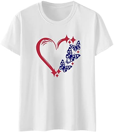 Viyableling American Flag, 4 de julho de verão, plus size tops para mulheres tampas de mangas modernas tampas patrióticas camisetas