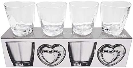 [Lenith] Conjuntos de óculos coreanos de soju, vidro em forma de coração de 1,7 oz para sulocolagem, uísque, tequila, vodka, café expressos e licor