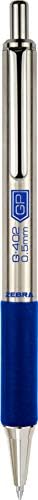 Caneta de gel retrátil de caneta zebra g-402, barril de aço inoxidável, ponto fino, 0,5 mm, tinta azul, 2 pacote