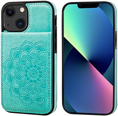 Vaburs Casal de carteira para iPhone 13, estojo de kickstand com titular de cartão de crédito, Mandala Floral Pattern Premium