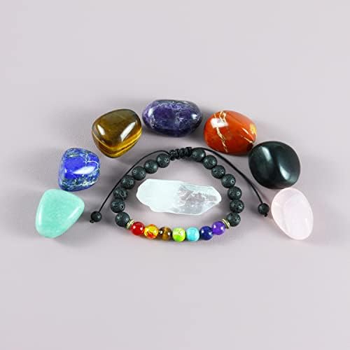 NVZI Chakra Stones, Chakra Crystal Set com Pedra de Lava Black 7 pulseiras de chakra, cristais de cura, coisas esguiches,